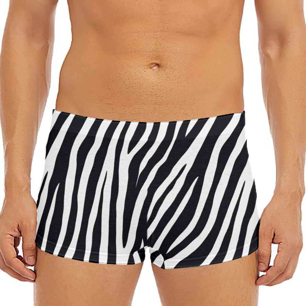 Black White Zebra Pattern Print Men's Short Boxer Briefs