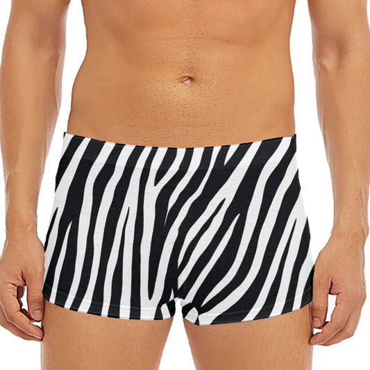 Black White Zebra Pattern Print Men's Short Boxer Briefs