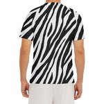 Black White Zebra Pattern Print Men's Short Sleeve Rash Guard