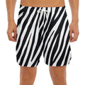 Black White Zebra Pattern Print Men's Split Running Shorts