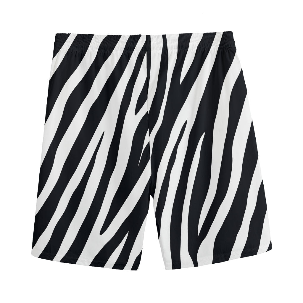 Black White Zebra Pattern Print Men's Sports Shorts