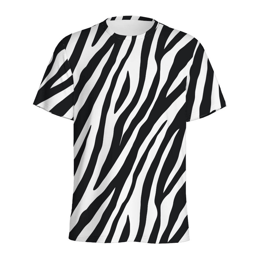 Black White Zebra Pattern Print Men's Sports T-Shirt