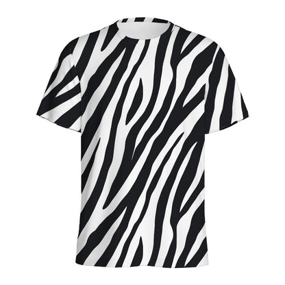 Black White Zebra Pattern Print Men's Sports T-Shirt