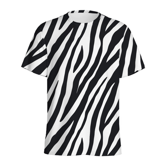 Black White Zebra Pattern Print Men's Sports T-Shirt