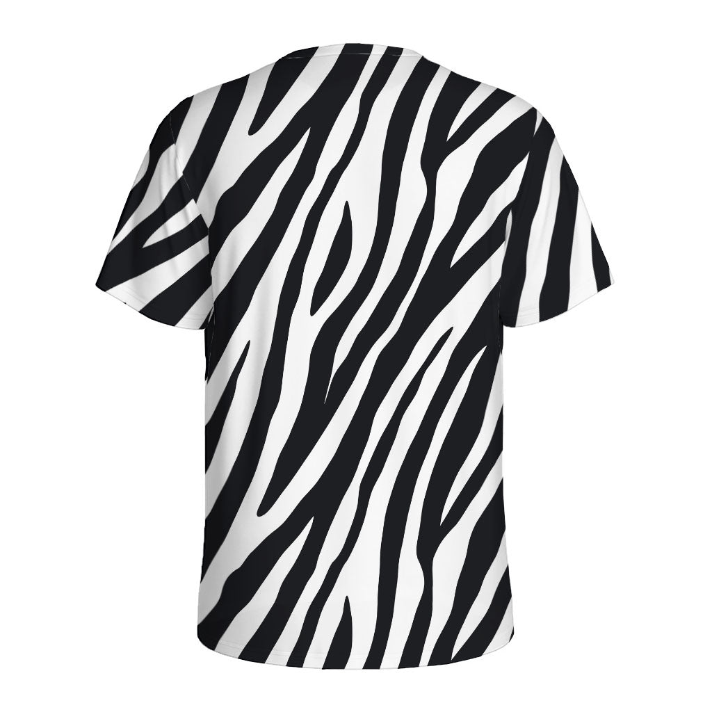 Black White Zebra Pattern Print Men's Sports T-Shirt