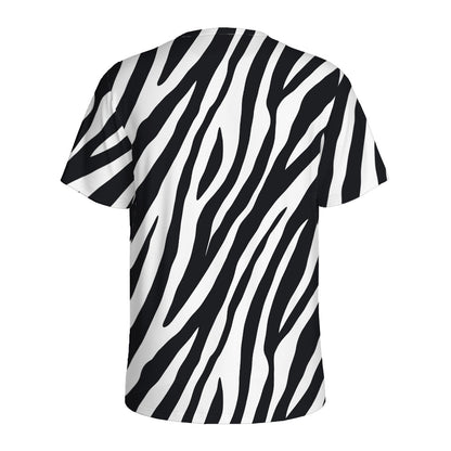 Black White Zebra Pattern Print Men's Sports T-Shirt