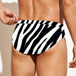 Black White Zebra Pattern Print Men's Swim Briefs