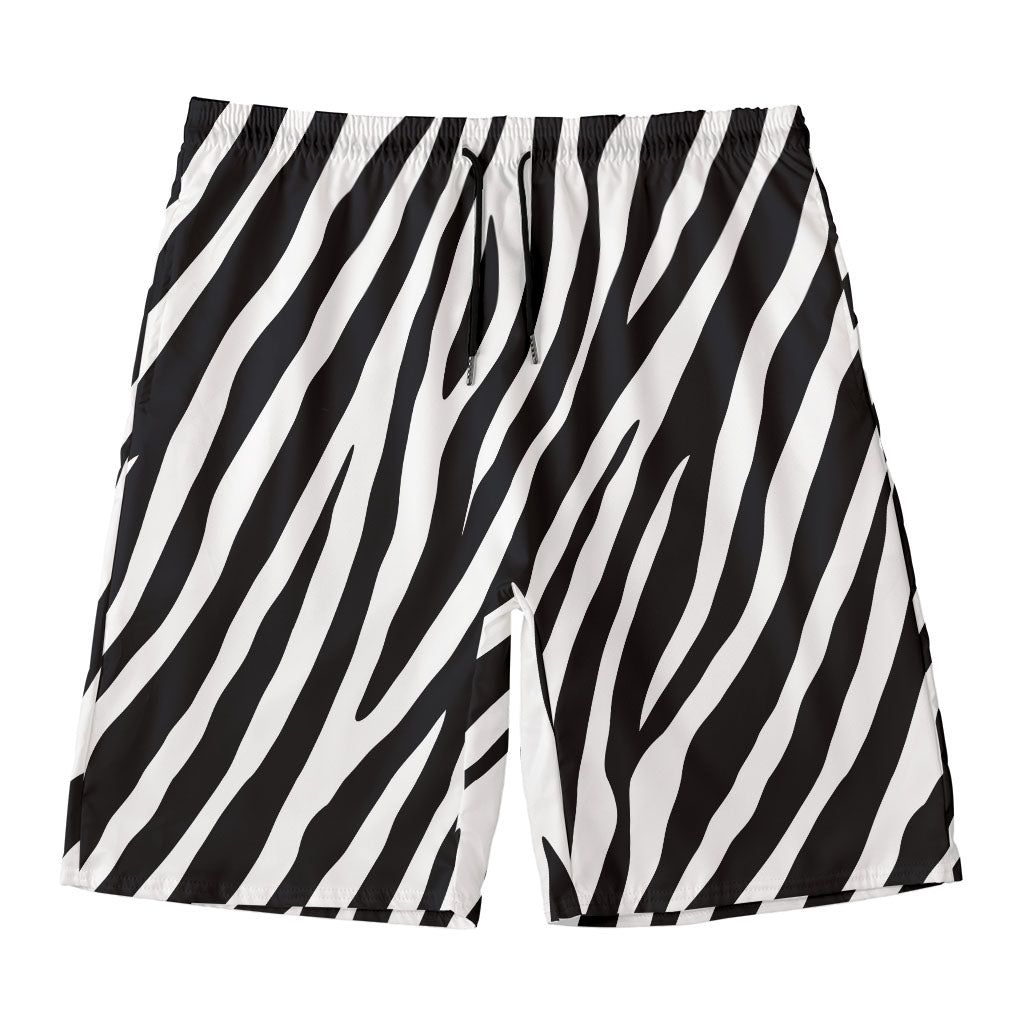 Black White Zebra Pattern Print Men's Swim Trunks