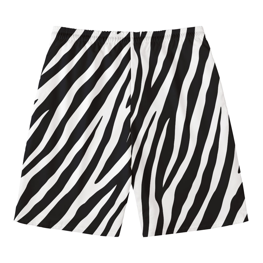 Black White Zebra Pattern Print Men's Swim Trunks