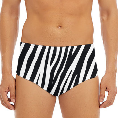 Black White Zebra Pattern Print Men's Triangle Swim Briefs