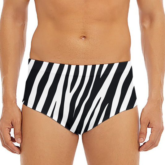Black White Zebra Pattern Print Men's Triangle Swim Briefs