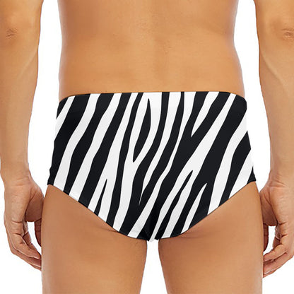 Black White Zebra Pattern Print Men's Triangle Swim Briefs