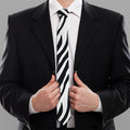 Black White Zebra Pattern Print Necktie