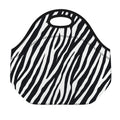 Black White Zebra Pattern Print Neoprene Lunch Bag