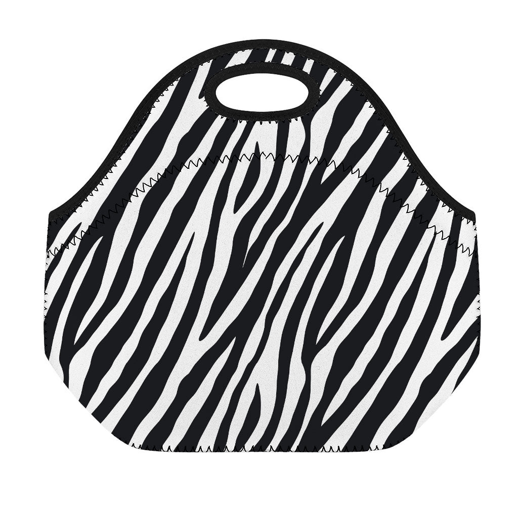 Black White Zebra Pattern Print Neoprene Lunch Bag