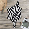 Black White Zebra Pattern Print One Shoulder Bodysuit