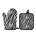Black White Zebra Pattern Print Oven Mitt And Pot Holder Set