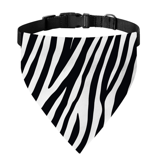 Black White Zebra Pattern Print Over The Collar Dog Bandana