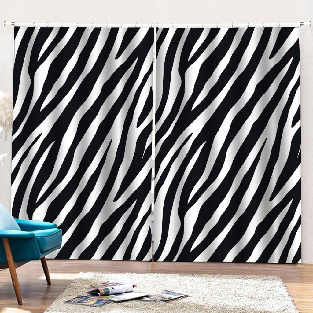 Black White Zebra Pattern Print Pencil Pleat Curtains