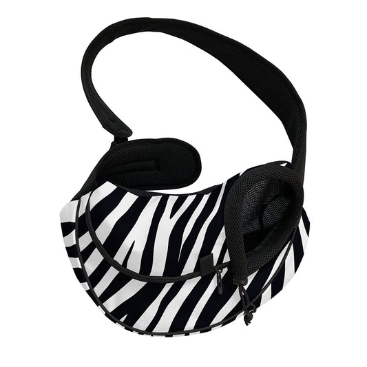 Black White Zebra Pattern Print Pet Sling Carrier
