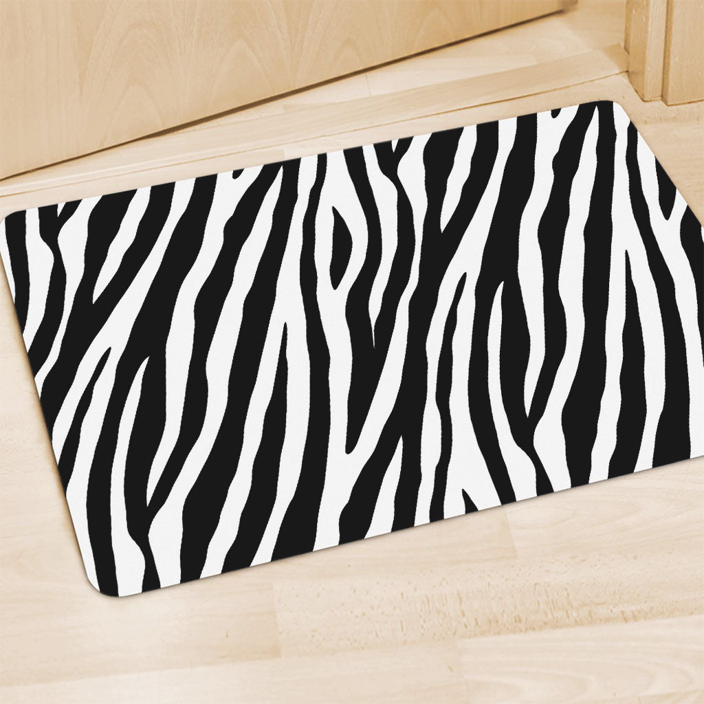 Black White Zebra Pattern Print Polyester Doormat