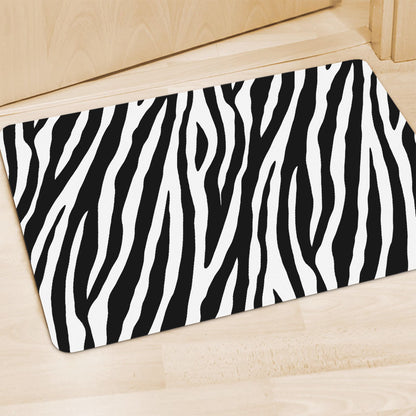 Black White Zebra Pattern Print Polyester Doormat