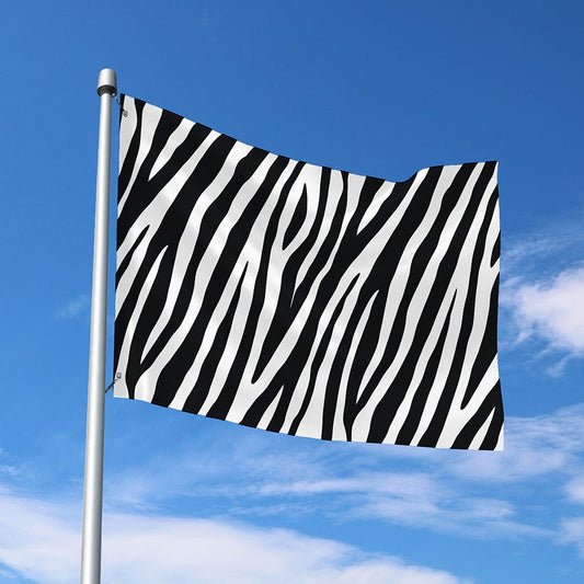 Black White Zebra Pattern Print Polyester Flag