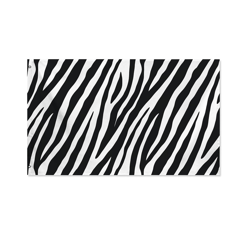 Black White Zebra Pattern Print Polyester Flag