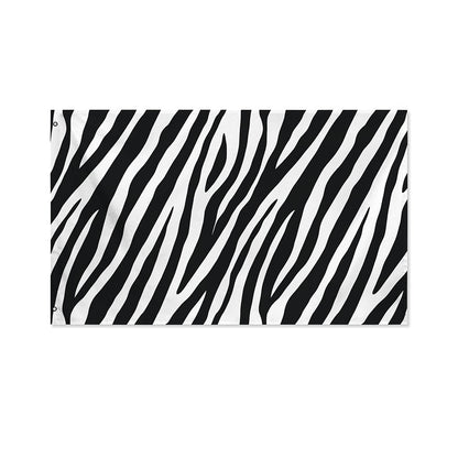 Black White Zebra Pattern Print Polyester Flag