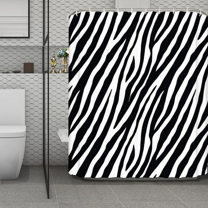Black White Zebra Pattern Print Polyester Shower Curtain