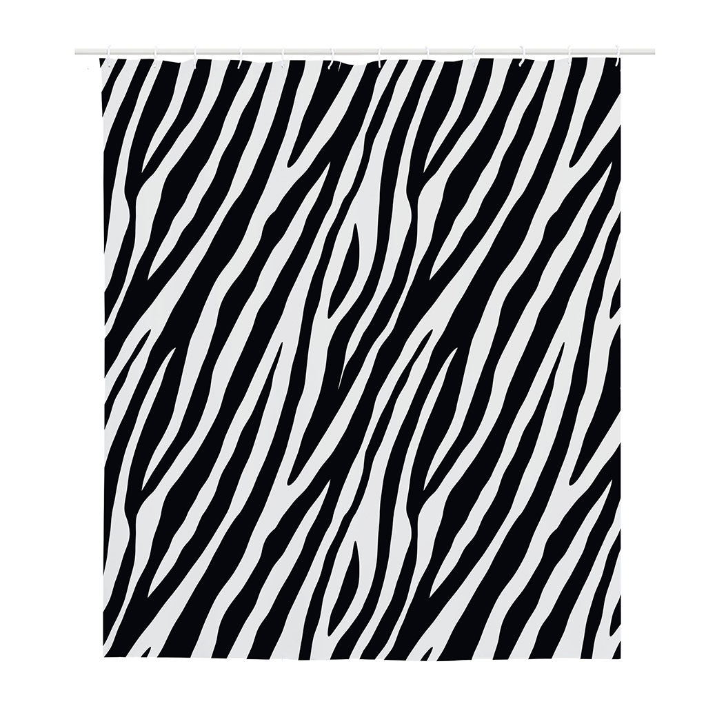 Black White Zebra Pattern Print Polyester Shower Curtain