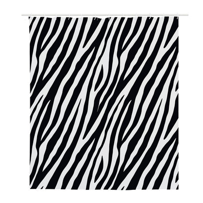 Black White Zebra Pattern Print Polyester Shower Curtain