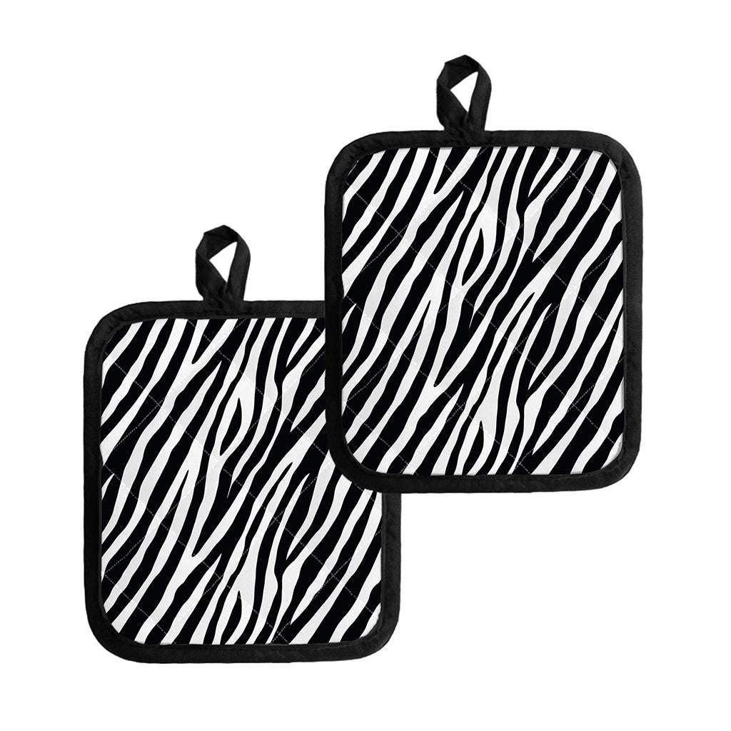 Black White Zebra Pattern Print Pot Holders