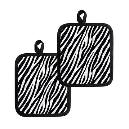 Black White Zebra Pattern Print Pot Holders