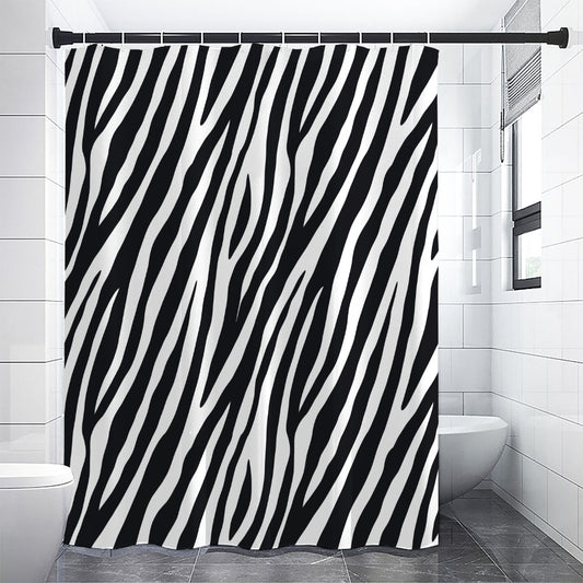 Black White Zebra Pattern Print Premium Shower Curtain