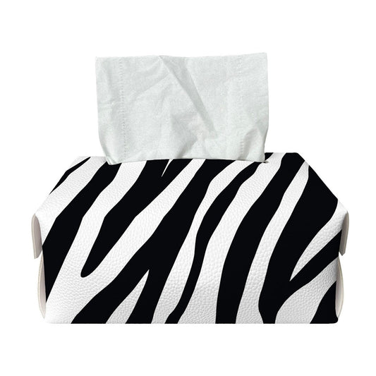 Black White Zebra Pattern Print Rectangle Tissue Box Cover