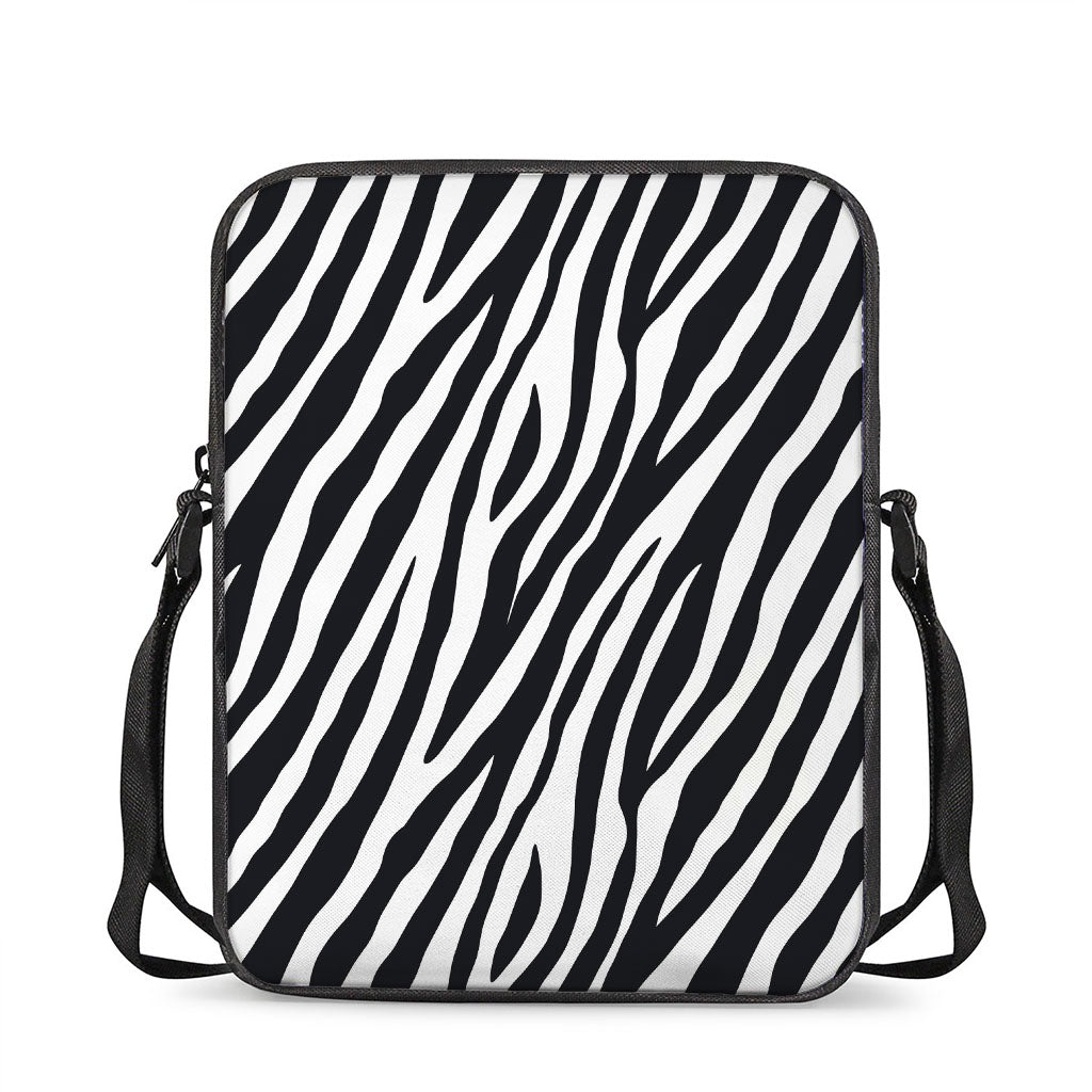 Black White Zebra Pattern Print Rectangular Crossbody Bag