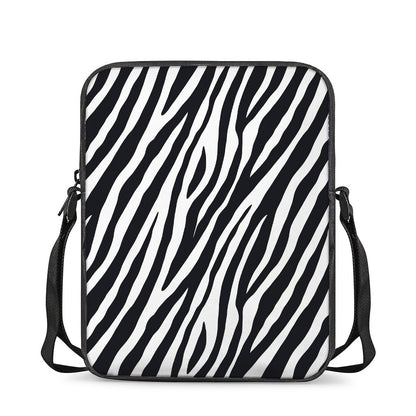 Black White Zebra Pattern Print Rectangular Crossbody Bag