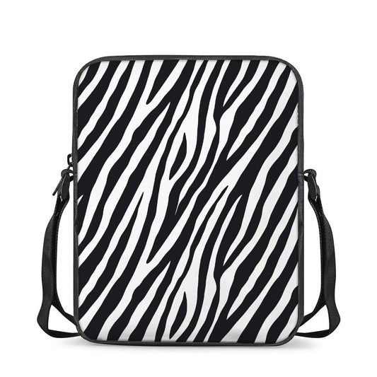 Black White Zebra Pattern Print Rectangular Crossbody Bag