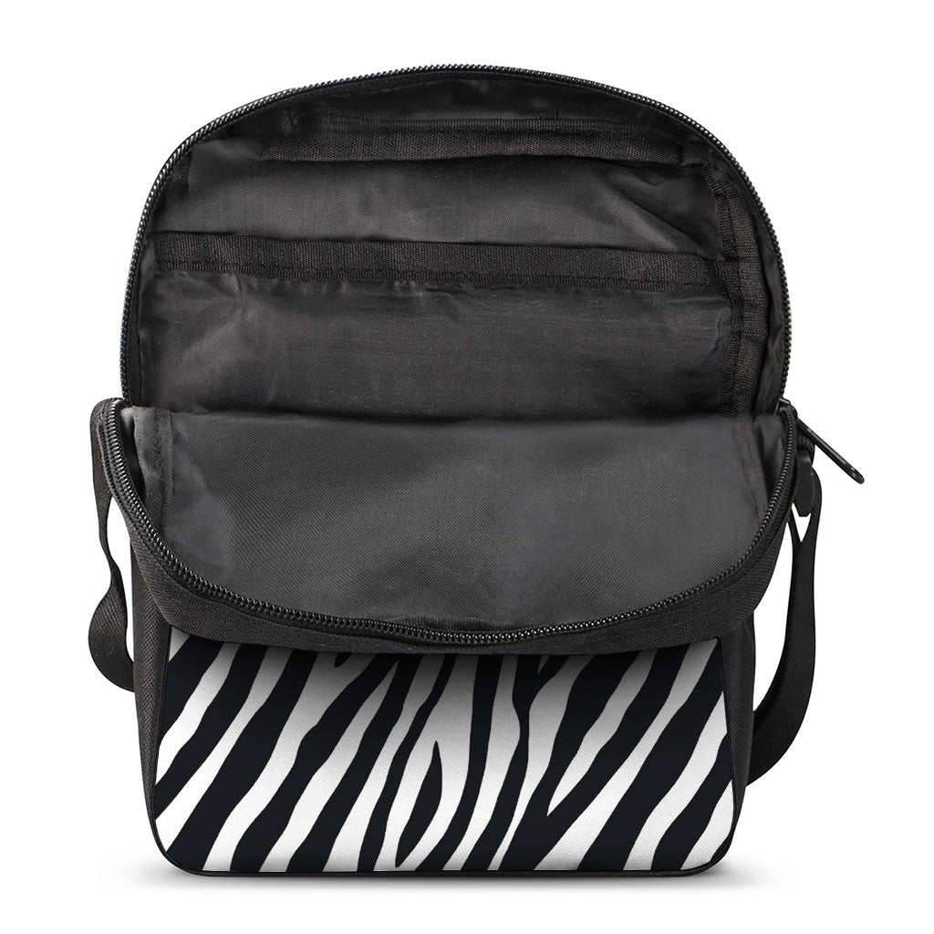 Black White Zebra Pattern Print Rectangular Crossbody Bag