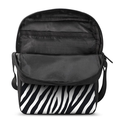 Black White Zebra Pattern Print Rectangular Crossbody Bag