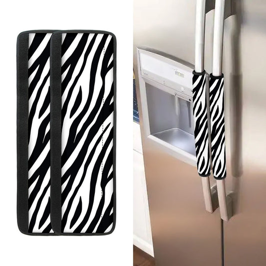 Black White Zebra Pattern Print Refrigerator Handle Covers