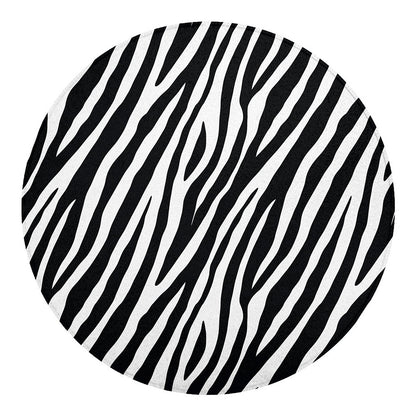 Black White Zebra Pattern Print Round Blanket