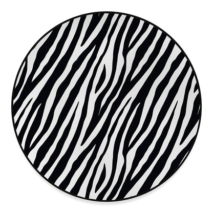 Black White Zebra Pattern Print Round Floor Mat