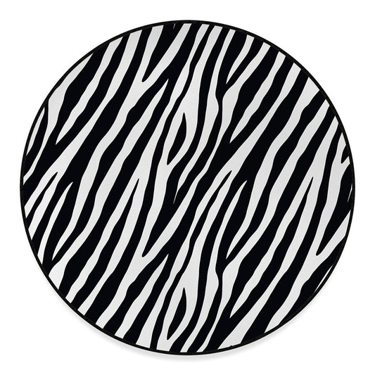 Black White Zebra Pattern Print Round Floor Mat