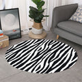 Black White Zebra Pattern Print Round Rug
