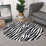 Black White Zebra Pattern Print Round Rug