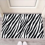 Black White Zebra Pattern Print Rubber Doormat