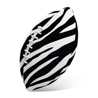 Black White Zebra Pattern Print Rugby Ball