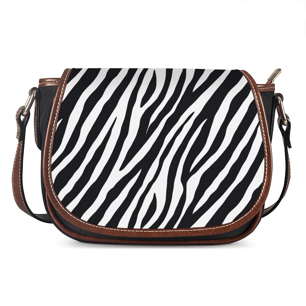 Black White Zebra Pattern Print Saddle Bag